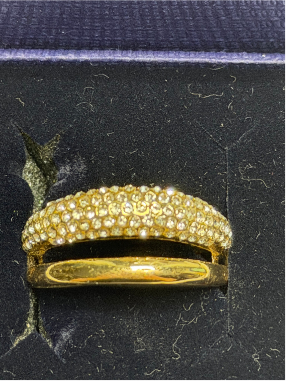Women's Swarovski Gold Tone Clear Crystal Pave Ring One Size - Picture 2 of 4